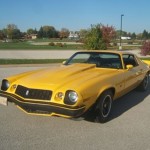 Foto do carro antigo Chevrolet Camaro cor amarelo